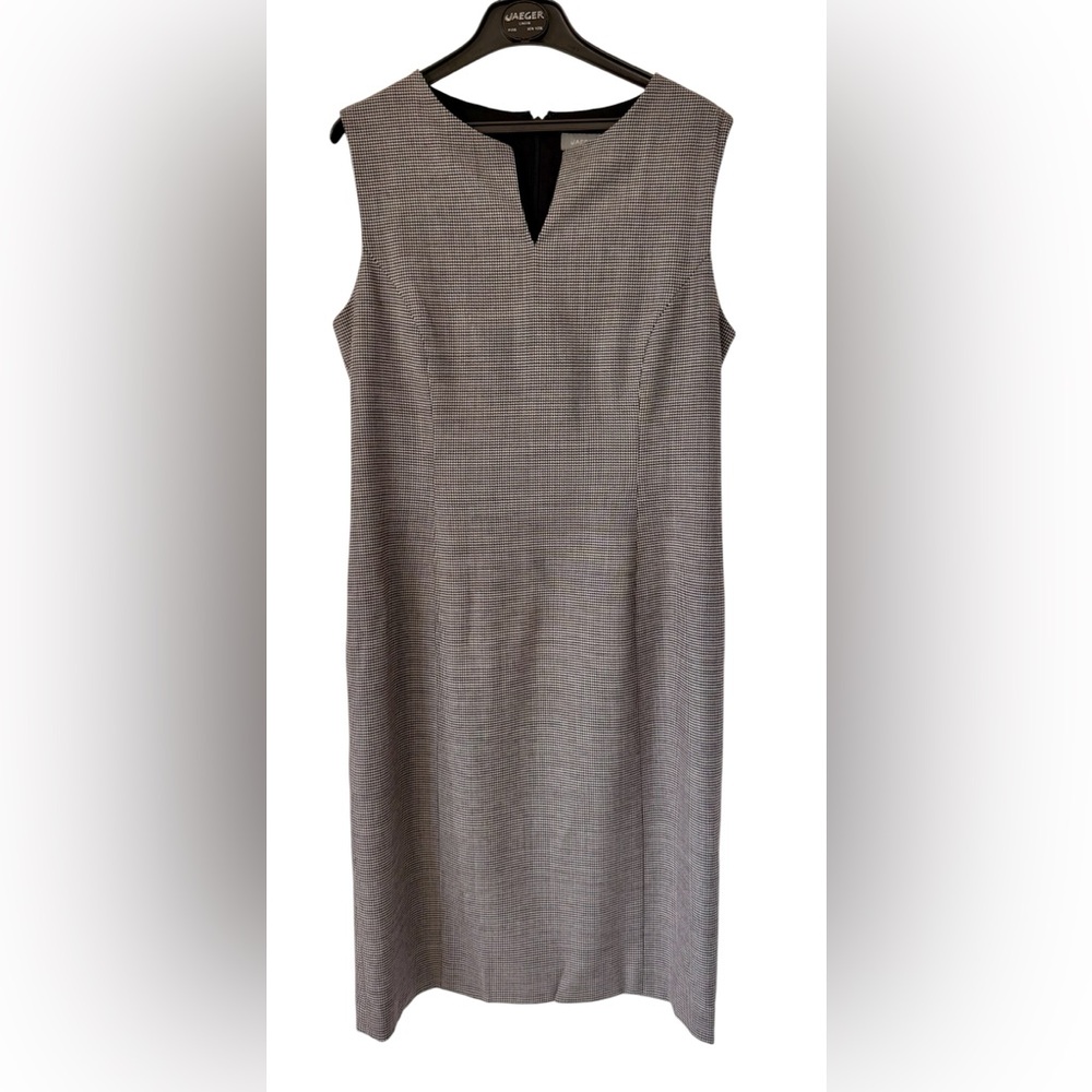 Jaeger Sheath Dress 6 Black White Houndstooth Career NWT Wool Blend”